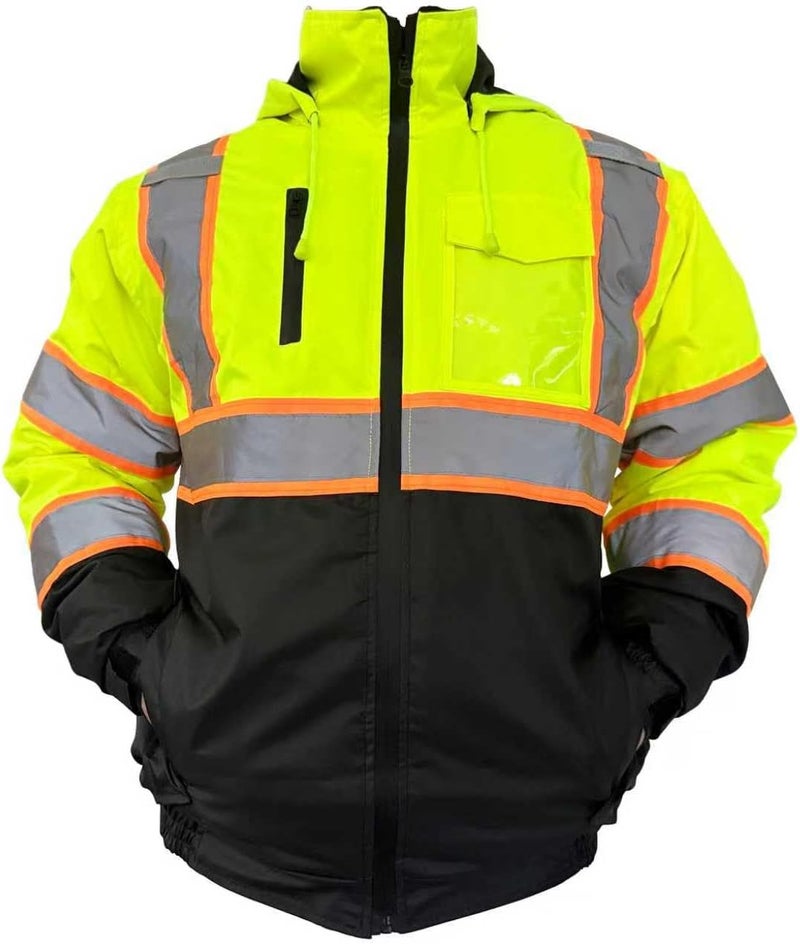 Wuple Store High Visibility Jacket, Class 3 Waterproof Safety Jacket for Men, Hi Vis Winter Jackets With Cold Weather, Safety Coats for Work Construction Yellow M - Image 1